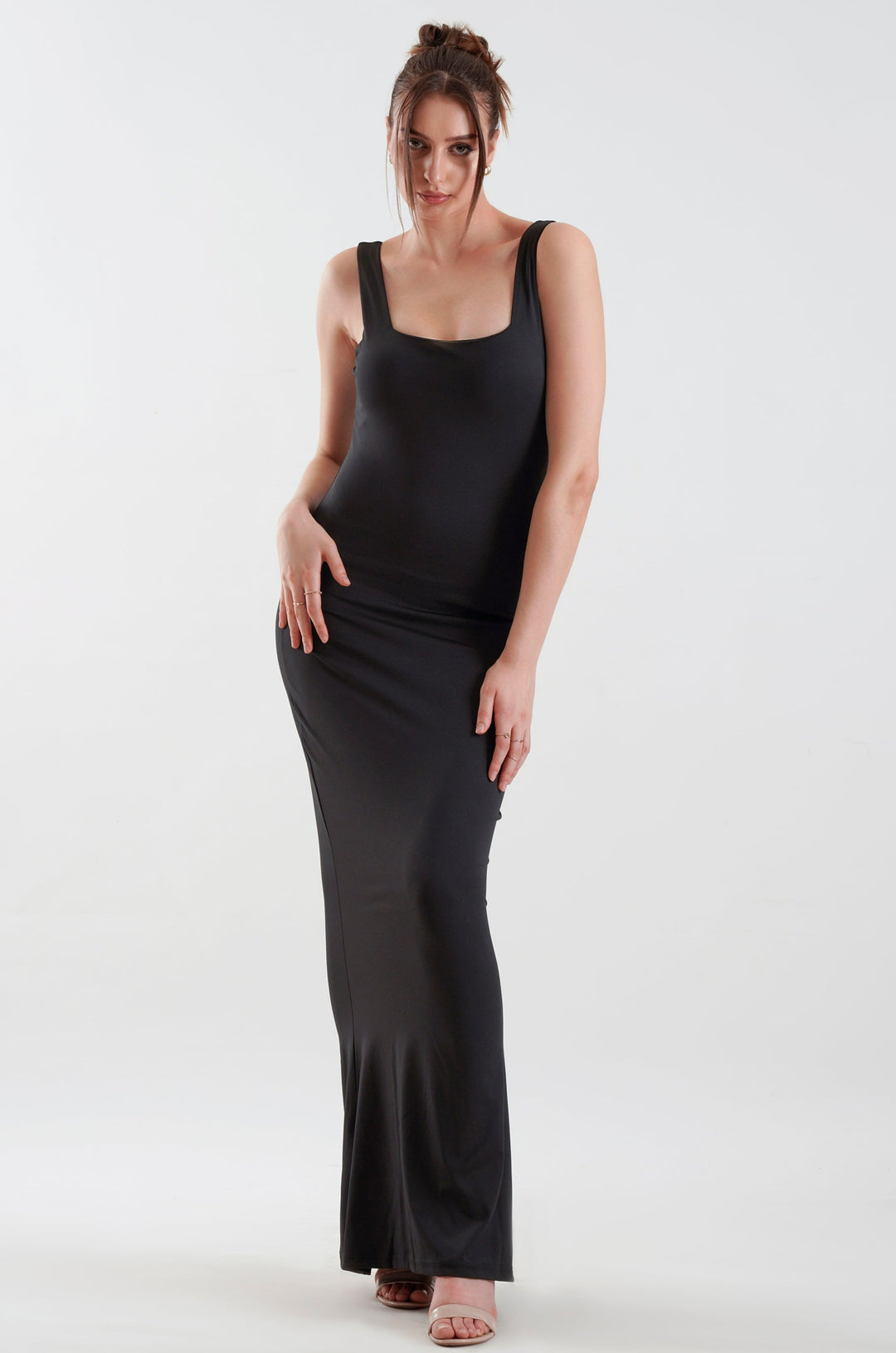 AUBREE Fishtail Maxi Dress in Black