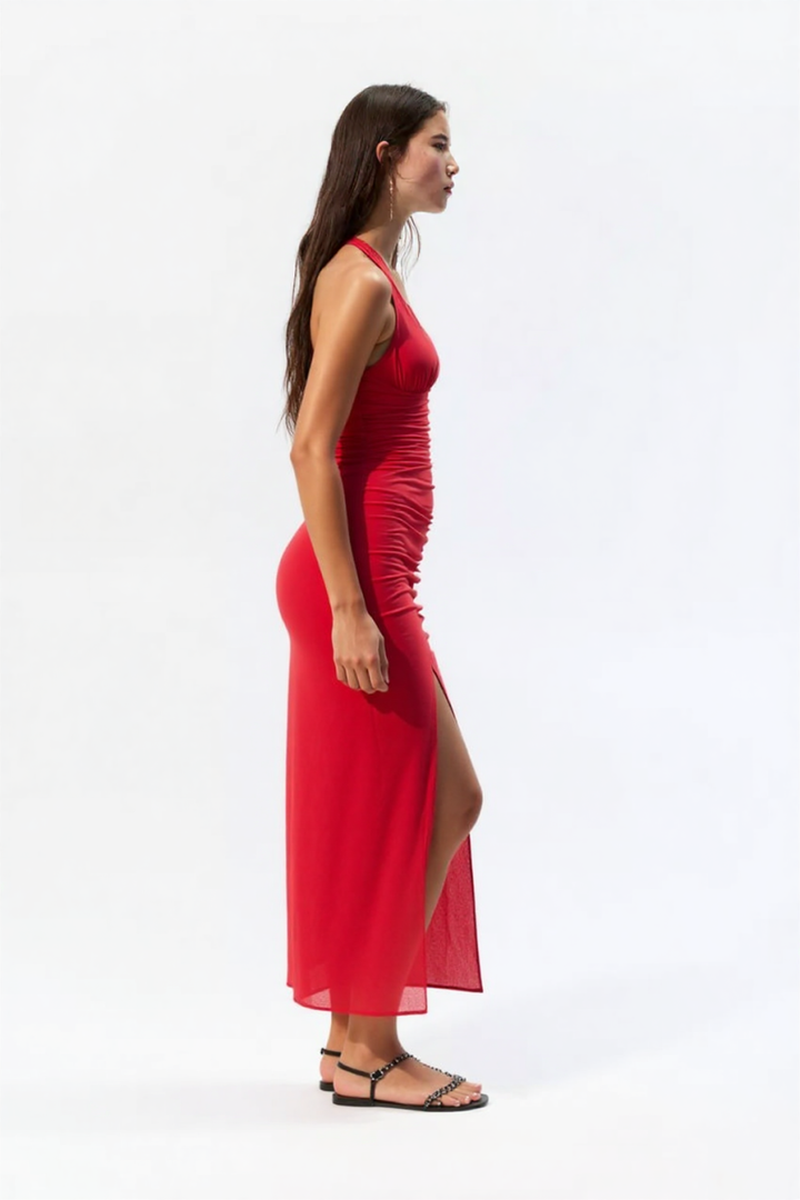 Zella Linen MIDI DRESS in Black