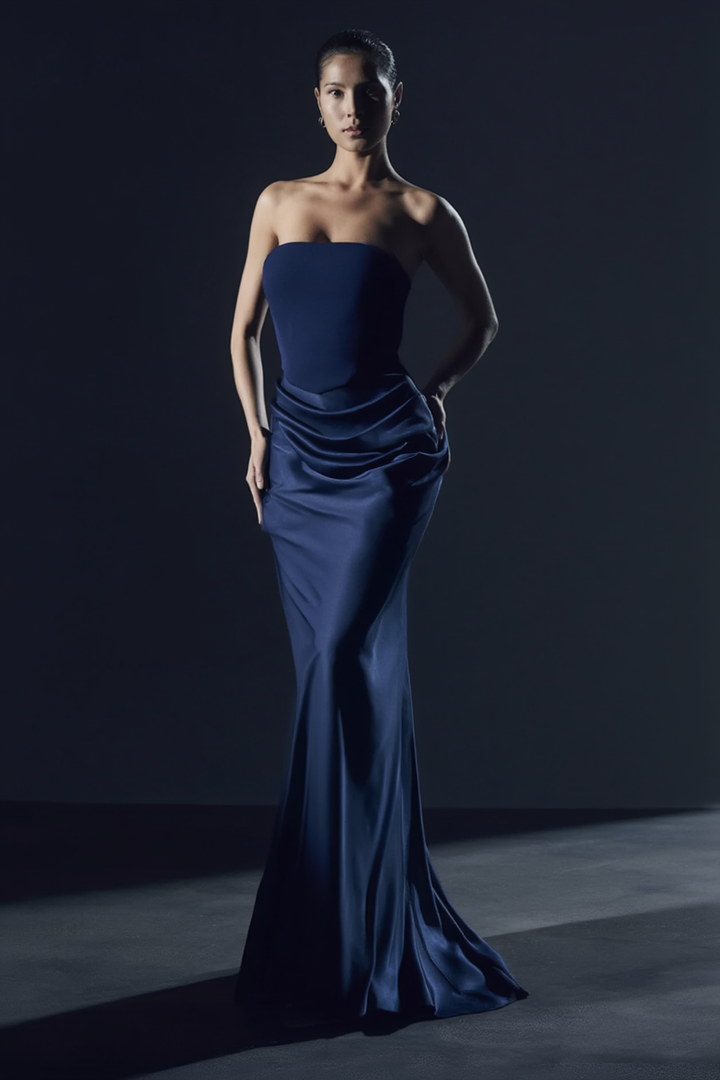 Mary Angela Maxi Gown in NavyBlue