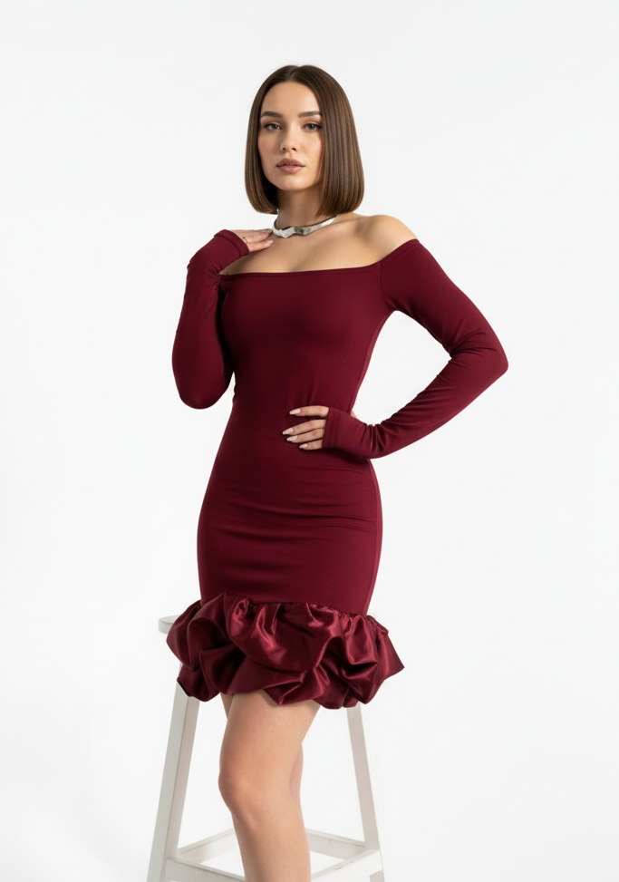 Seven Roses Bubble Hem Mini Dress