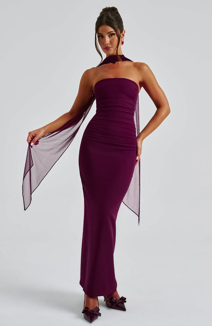 Ninel Maxi Dress in Maroon