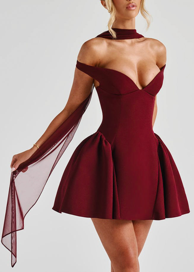 Mariana Mini Dress in Maroon