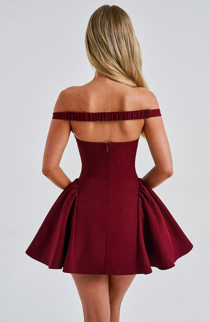 Mariana Mini Dress in Maroon