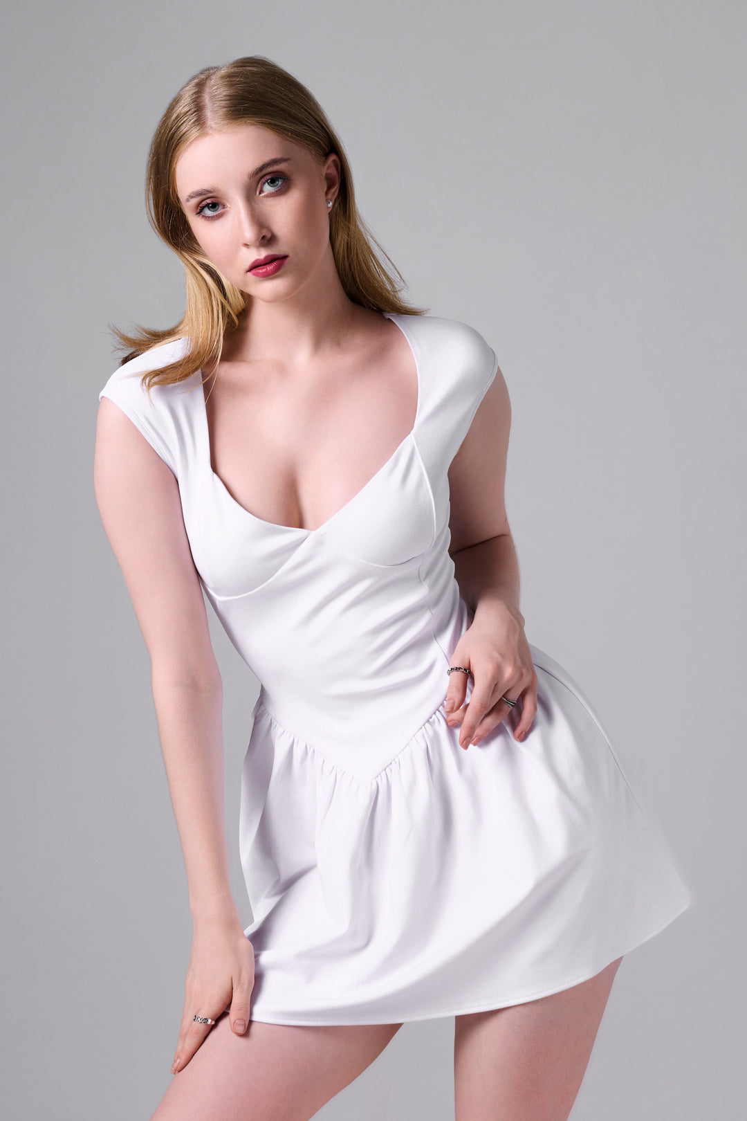 Aster A-Line Mini Dress in White