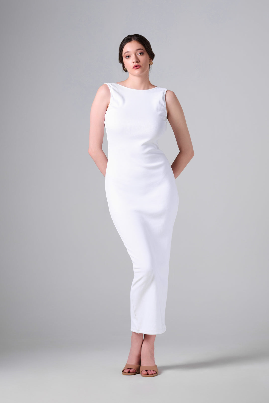 VENUS RIBBED MAXI DRESS in white