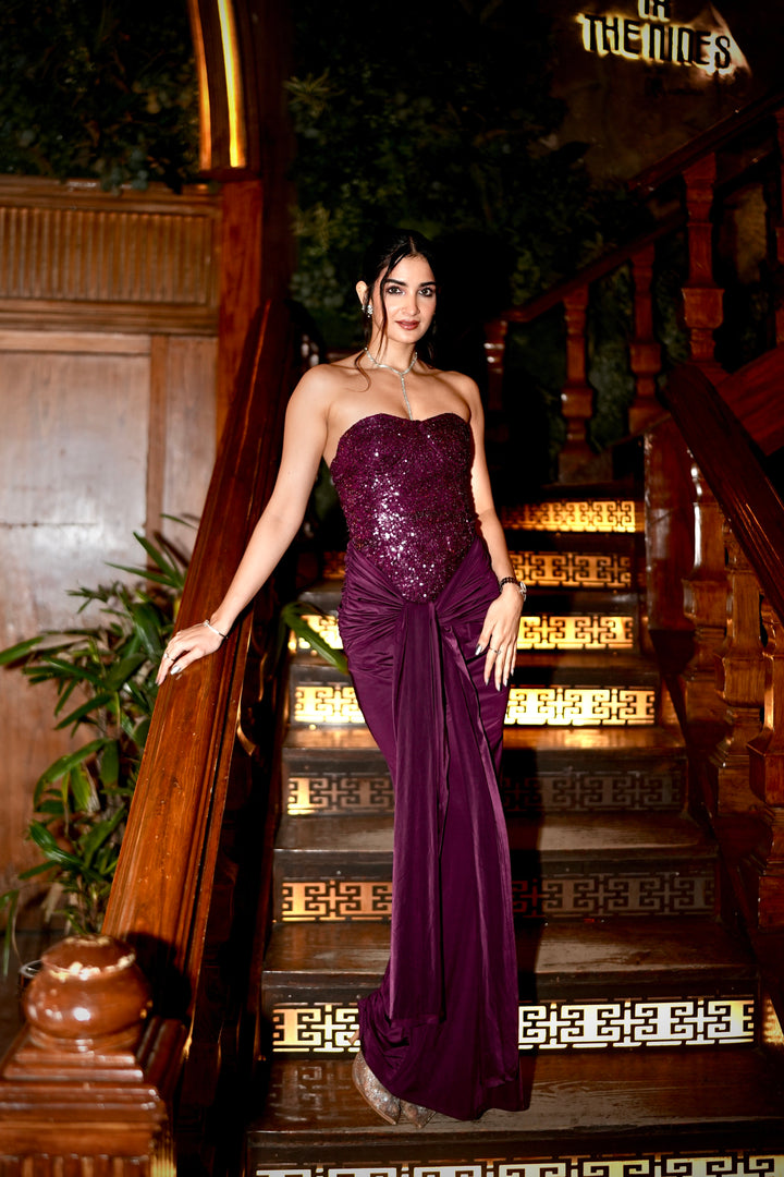Velvet Flame Strapless Gown
