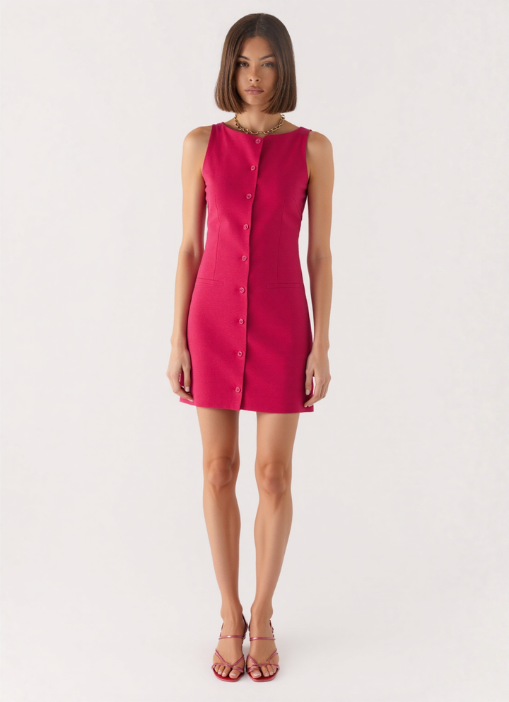 Adina button-down linen-blend mini dress