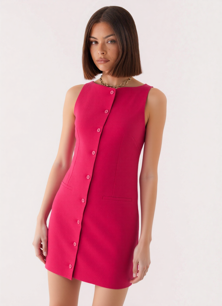 Adina button-down linen-blend mini dress