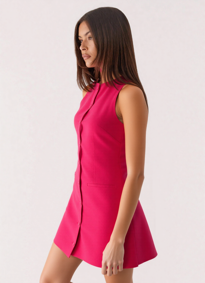 Adina button-down linen-blend mini dress