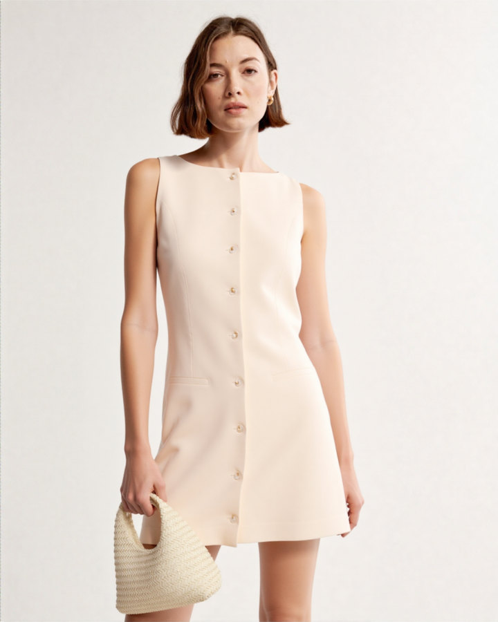 Adina button-down linen-blend mini dress