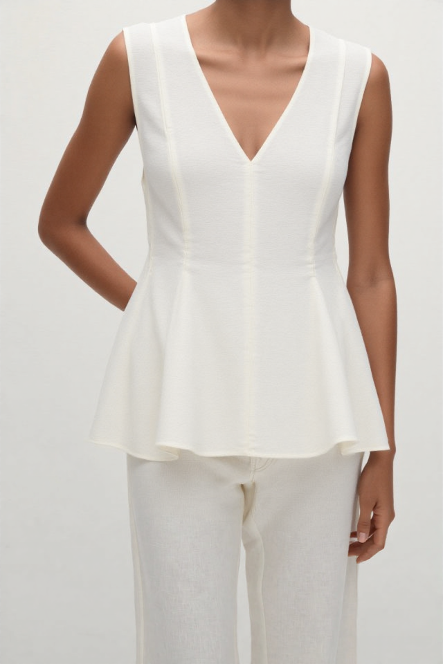 Rala Linen-blend peplum top White