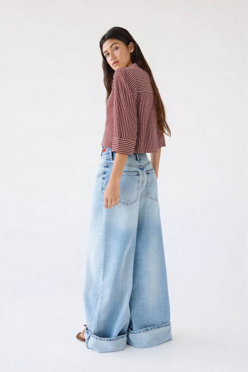 Naelle STRIPED LINEN BLEND SHIRT BROWNSTRIPE