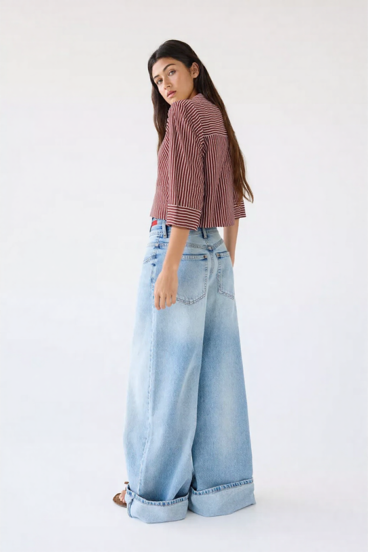 Naelle STRIPED LINEN BLEND SHIRT BROWNSTRIPE