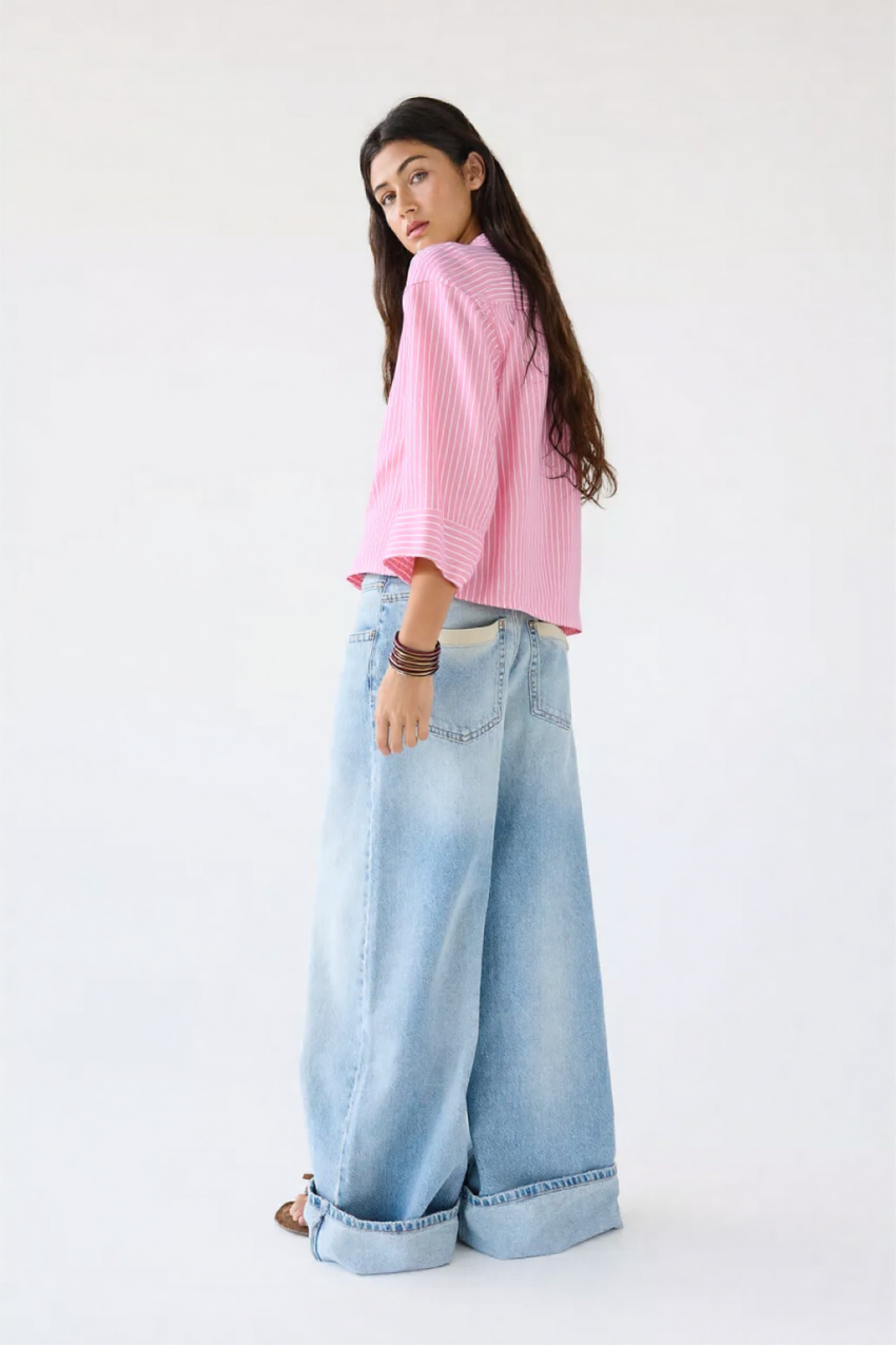 Adia PINK STRIPED LINEN SHIRT PINKSTRIPE