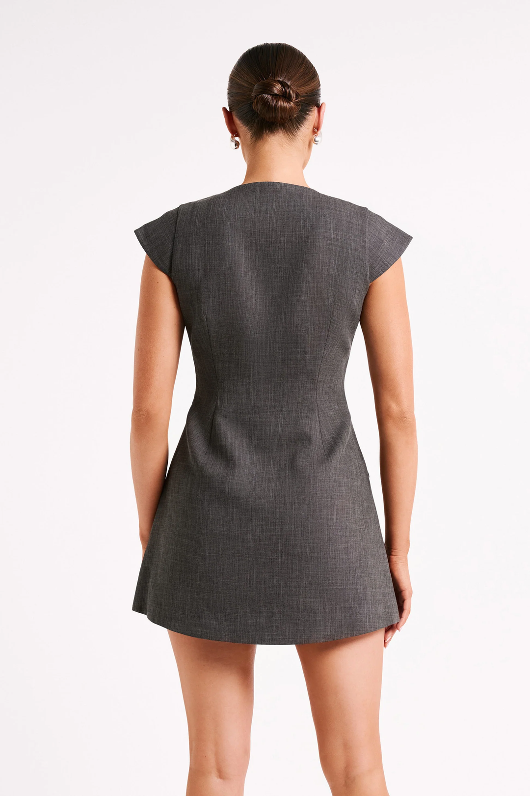 Angelina Textured Sleeveless Blazer Dress in Grey