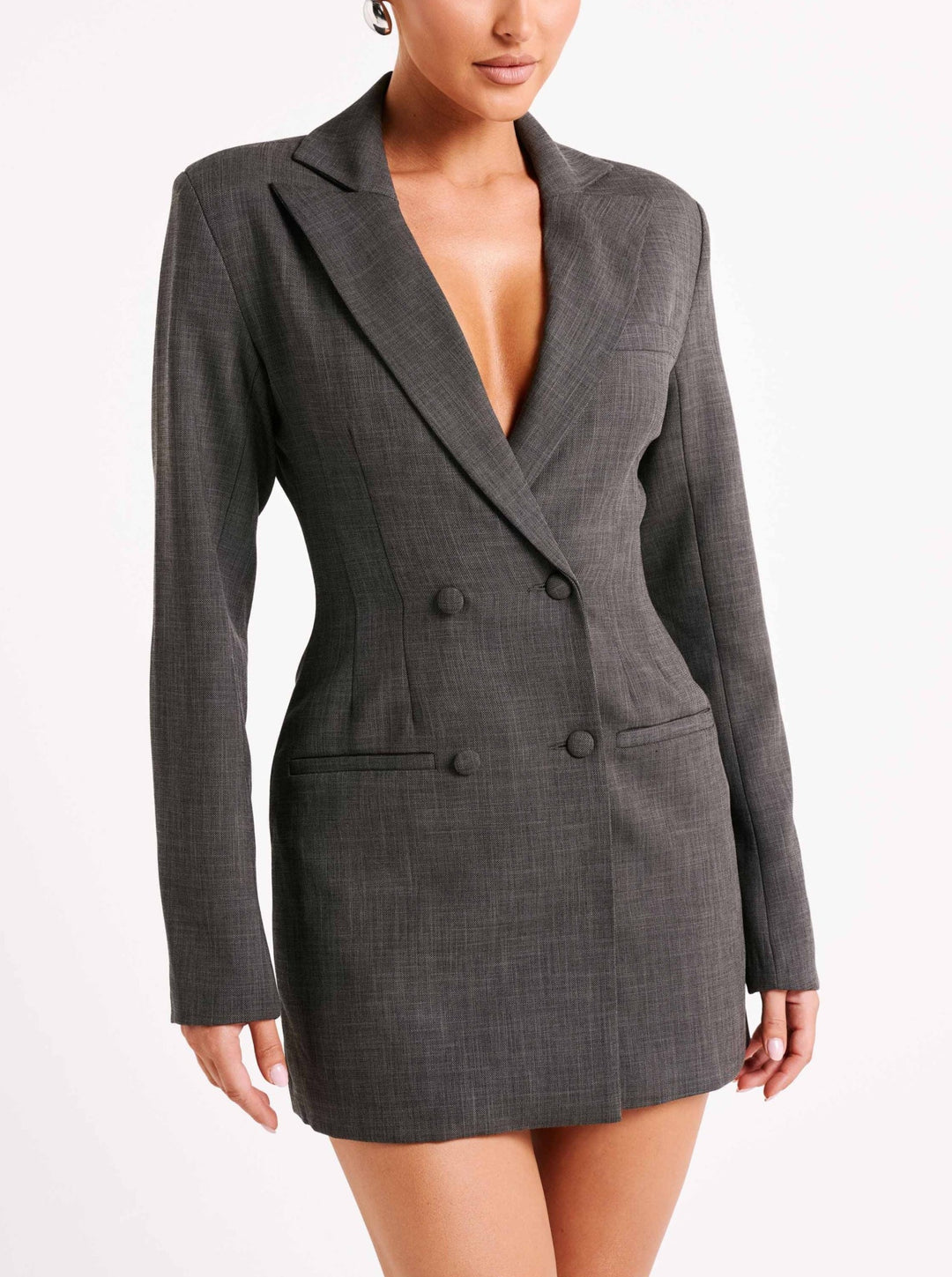 Madame Textured Blazer Dress in Grey OUTCAST Madame Textured Blazer Dress in Grey OUTCAST