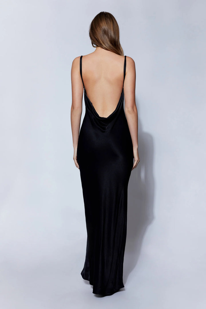 JADE Cowl Neck Backless Maxi Dress - Black