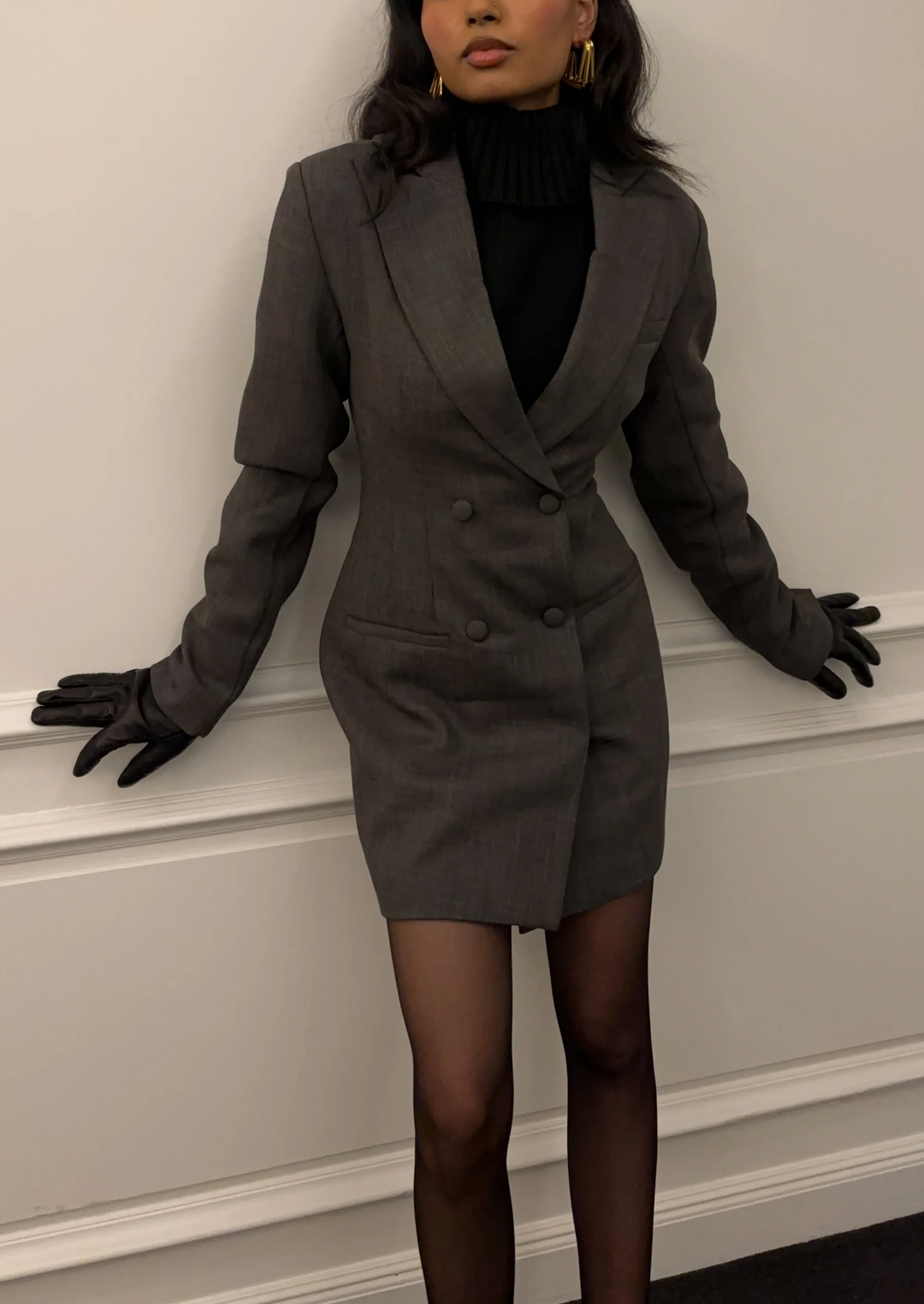 Madame Textured Blazer Dress in Grey OUTCAST Madame Textured Blazer Dress in Grey OUTCAST