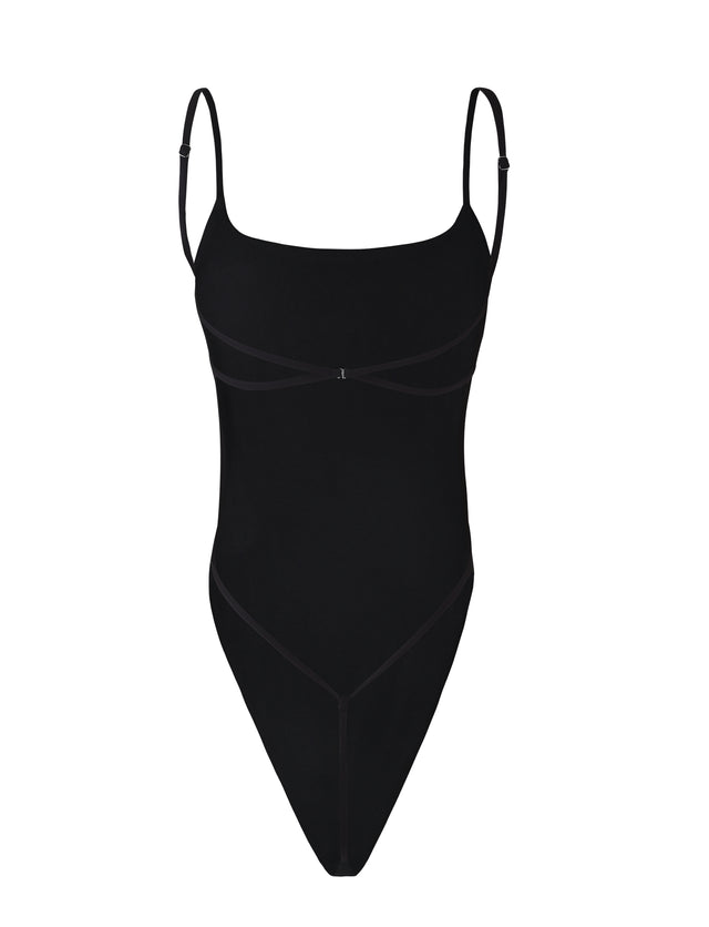 Neira open back bodysuit in black