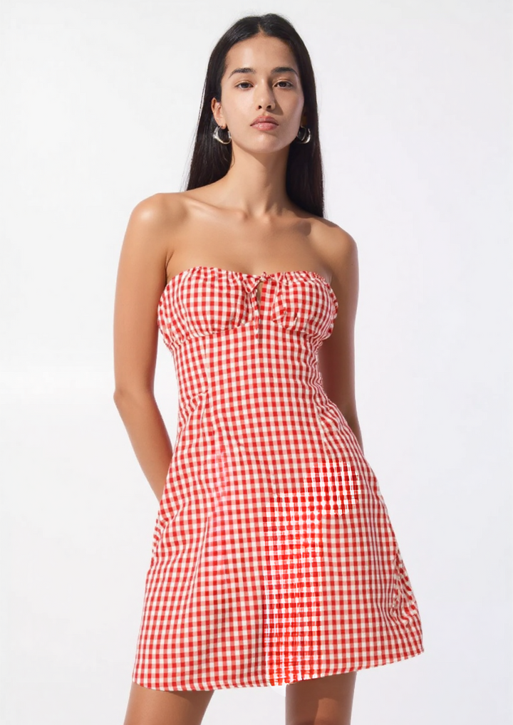 Maverick gingham mini dress in red