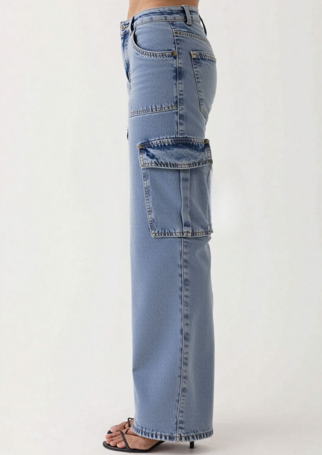 Scout High Waisted Flap Pocket Cargo Jeans