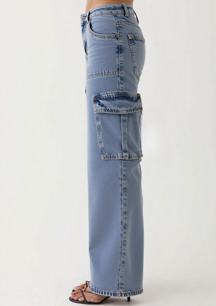 Scout High Waisted Flap Pocket Cargo Jeans