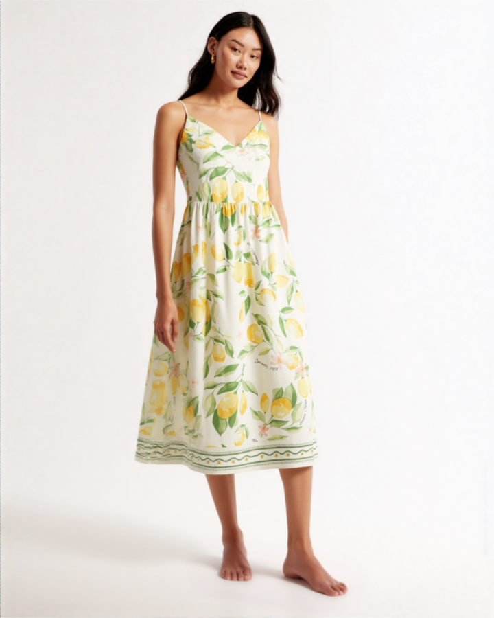 Isina Strappy dress MIDI DRESS WhiteFloralprint