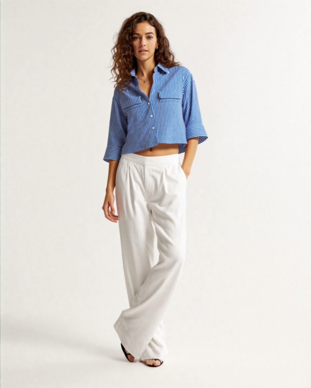 Naelle STRIPED LINEN BLEND SHIRT BROWNSTRIPE