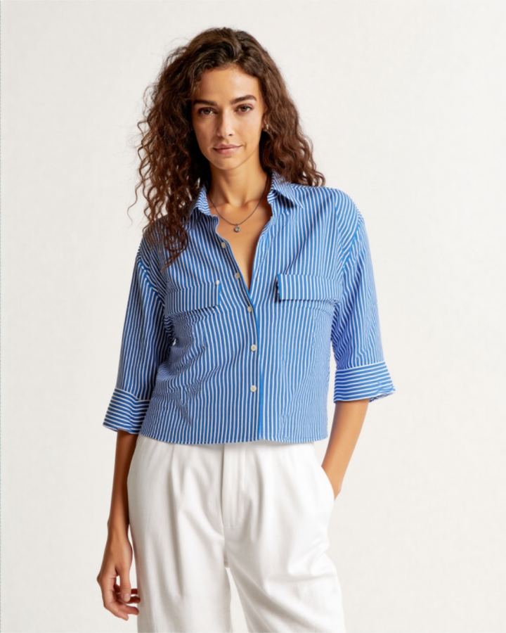 Naelle STRIPED LINEN BLEND SHIRT BROWNSTRIPE