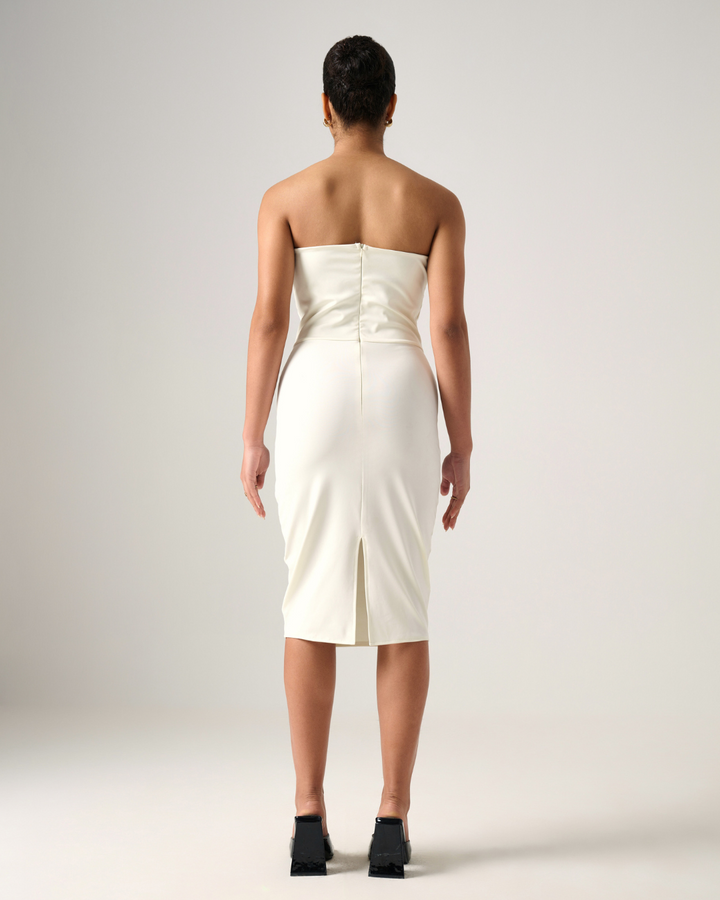 Lisa white corsetry midi dress CURVE