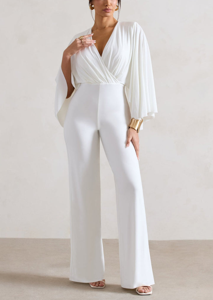 EMERY PLUNGE NECK JUMPSUIT IN WHITE