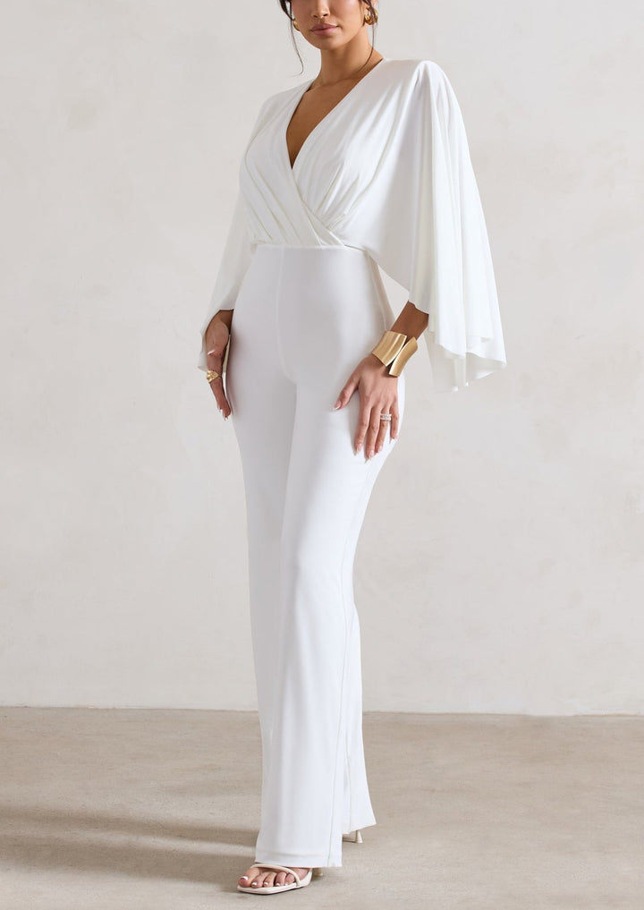 EMERY PLUNGE NECK JUMPSUIT IN WHITE