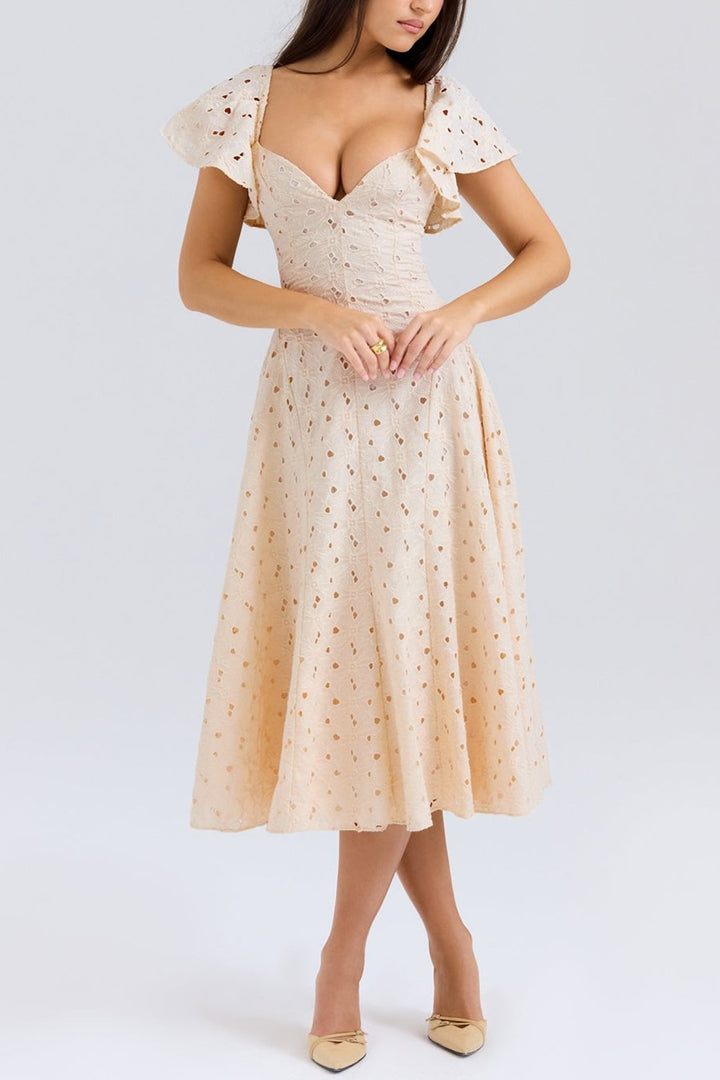 Mabel Cream Broderie Anglais Midi Dress