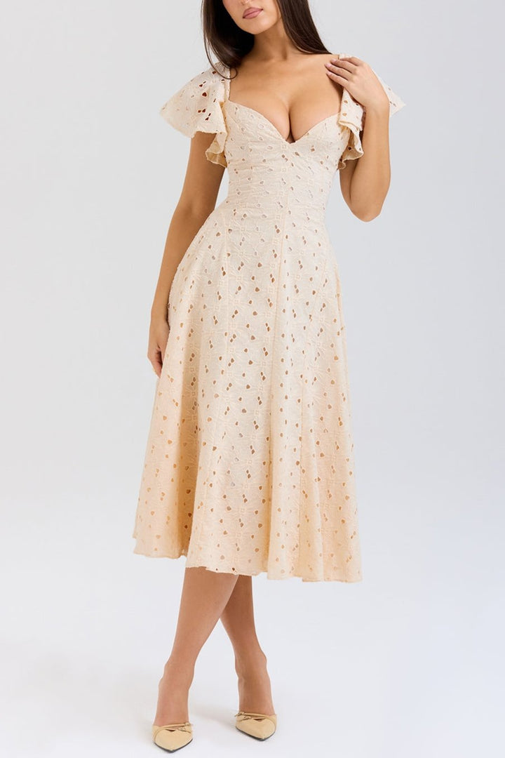 Mabel Cream Broderie Anglais Midi Dress