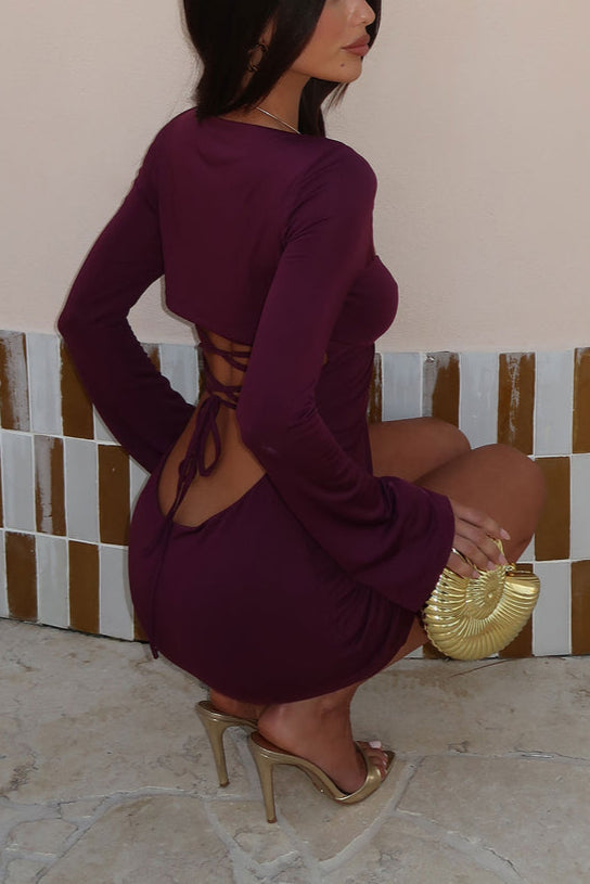 Sasha Long Sleeve Mini Dress in Wine