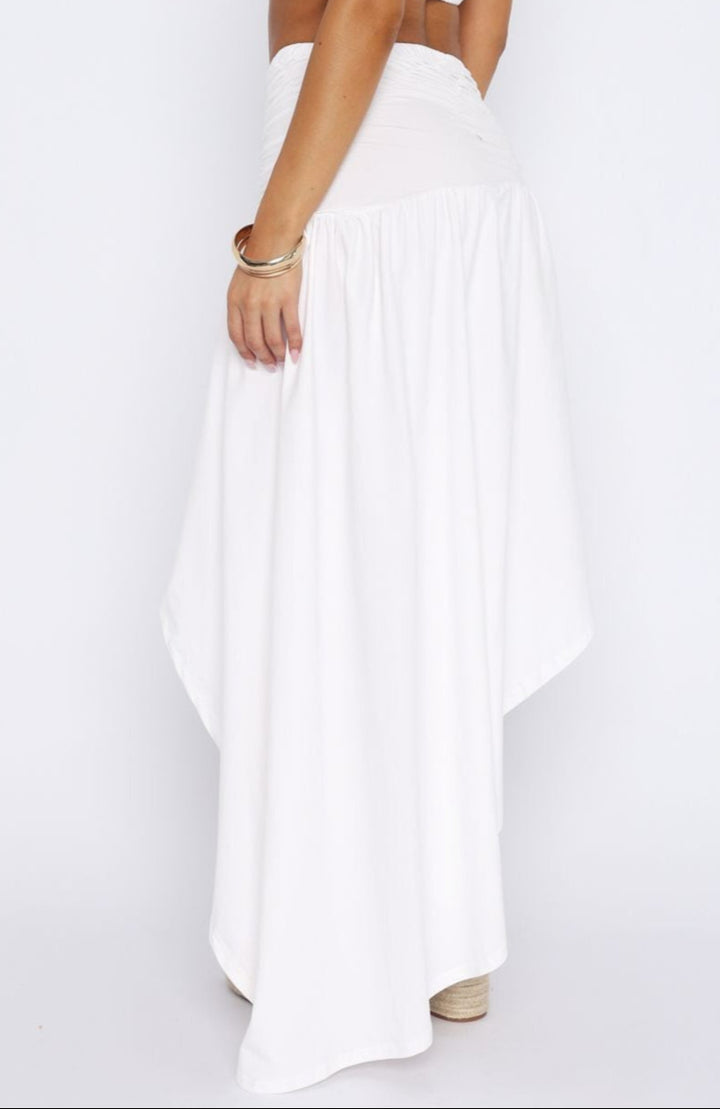Nadina Cove Asymmetric Maxi Skirt White