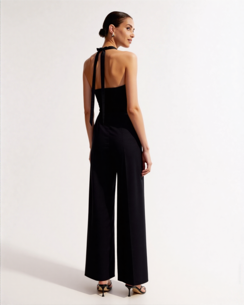 Joina Linen halter jumpsuit Black