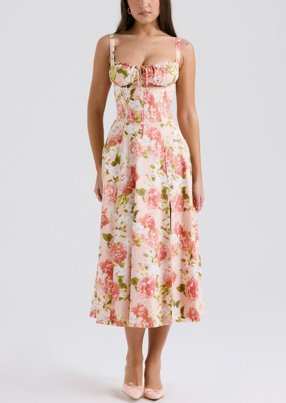 NAIMA PINK PRINT BUSTIER SUNDRESS