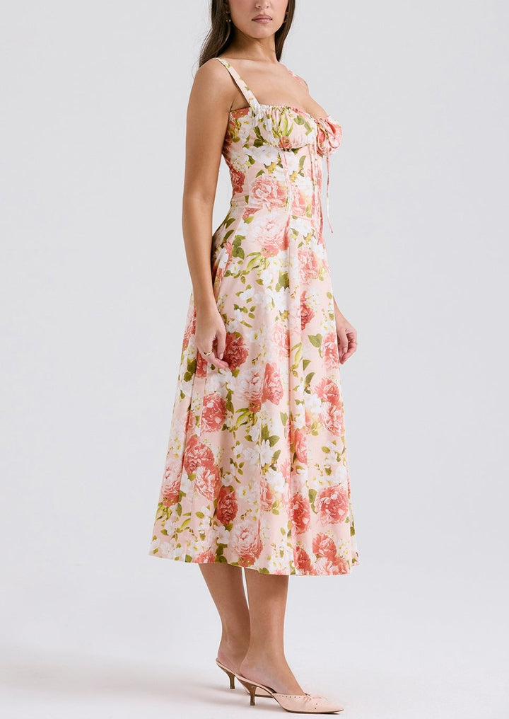 NAIMA PINK PRINT BUSTIER SUNDRESS