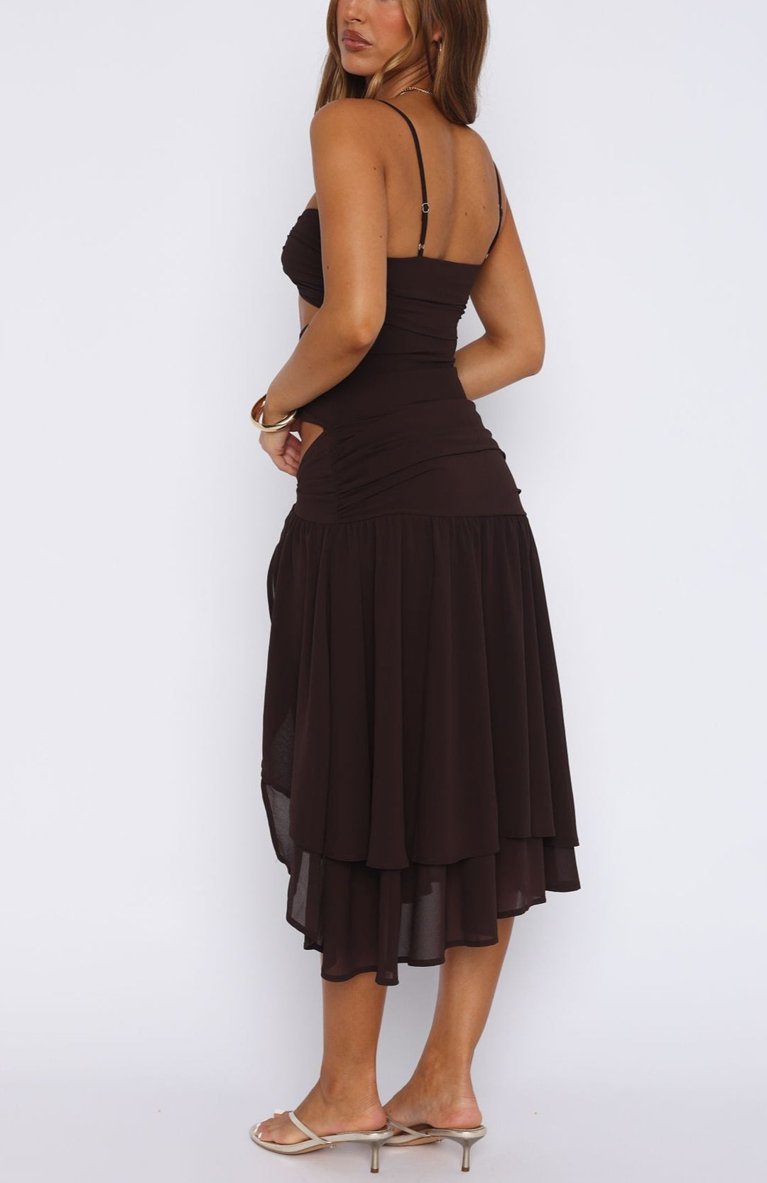 Zinovia Cut-out Midi Dress Brown