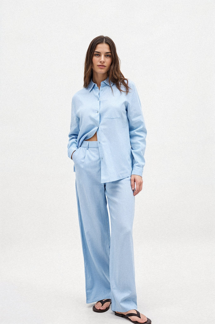Milyn Straight linen shirt LightBlue