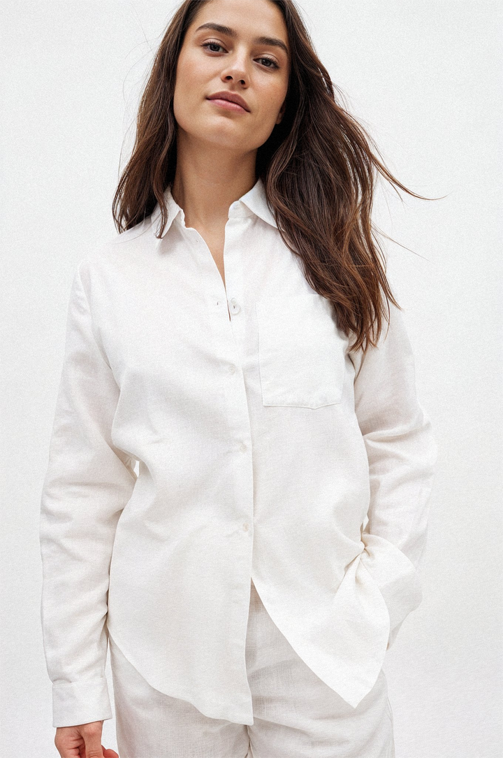 Milyn Straight linen shirt LightBlue