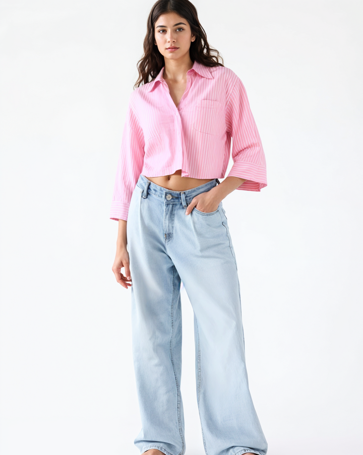 Adia PINK STRIPED LINEN SHIRT PINKSTRIPE