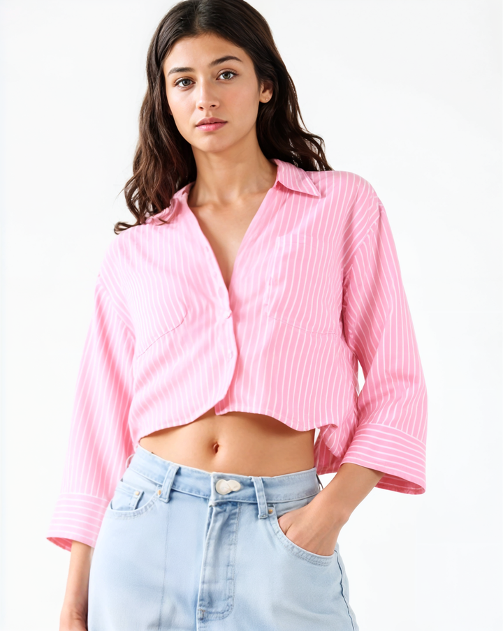 Adia PINK STRIPED LINEN SHIRT PINKSTRIPE