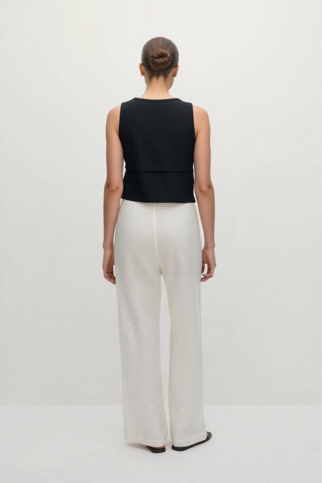 Saia Linen-blend suit waistcoat Chocolate