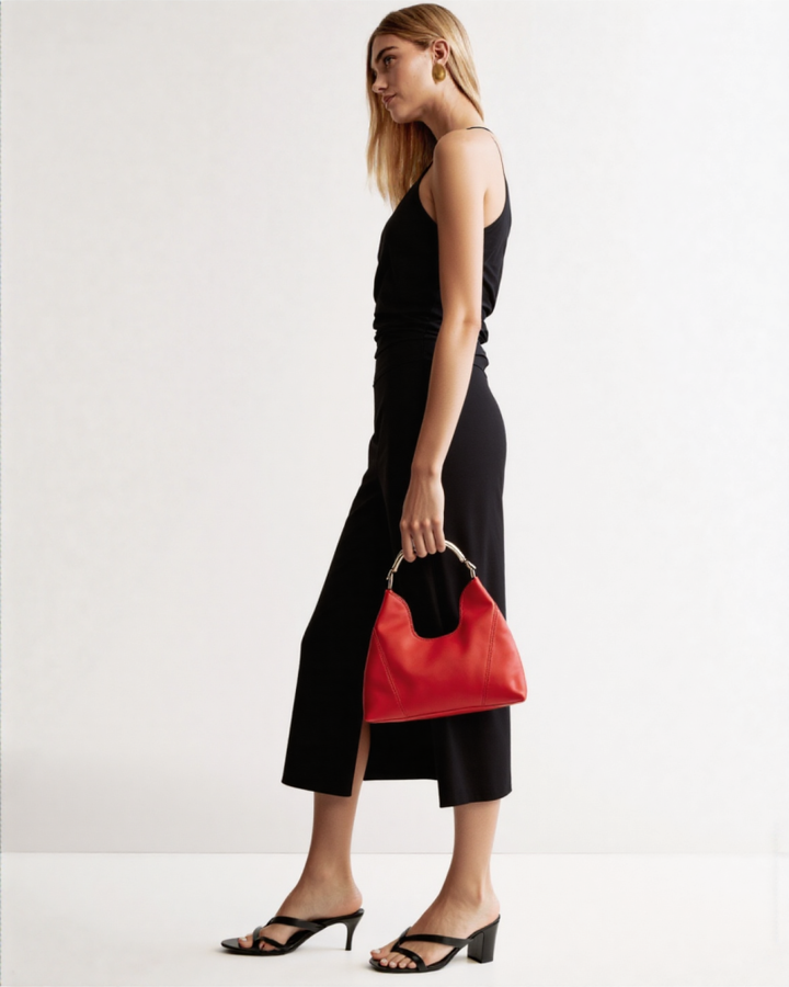 Evira Asymmetrical linen Midi dress Black