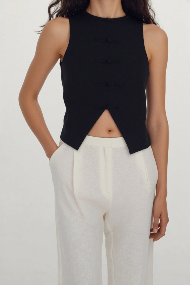 Saia Linen-blend suit waistcoat Chocolate