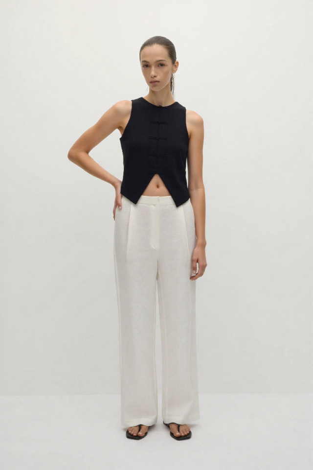 Saia Linen-blend suit waistcoat Chocolate
