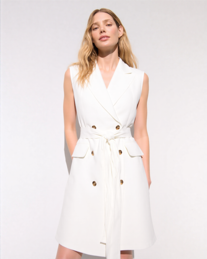 Lyana Linen-blend blazer Mini dress in Biege