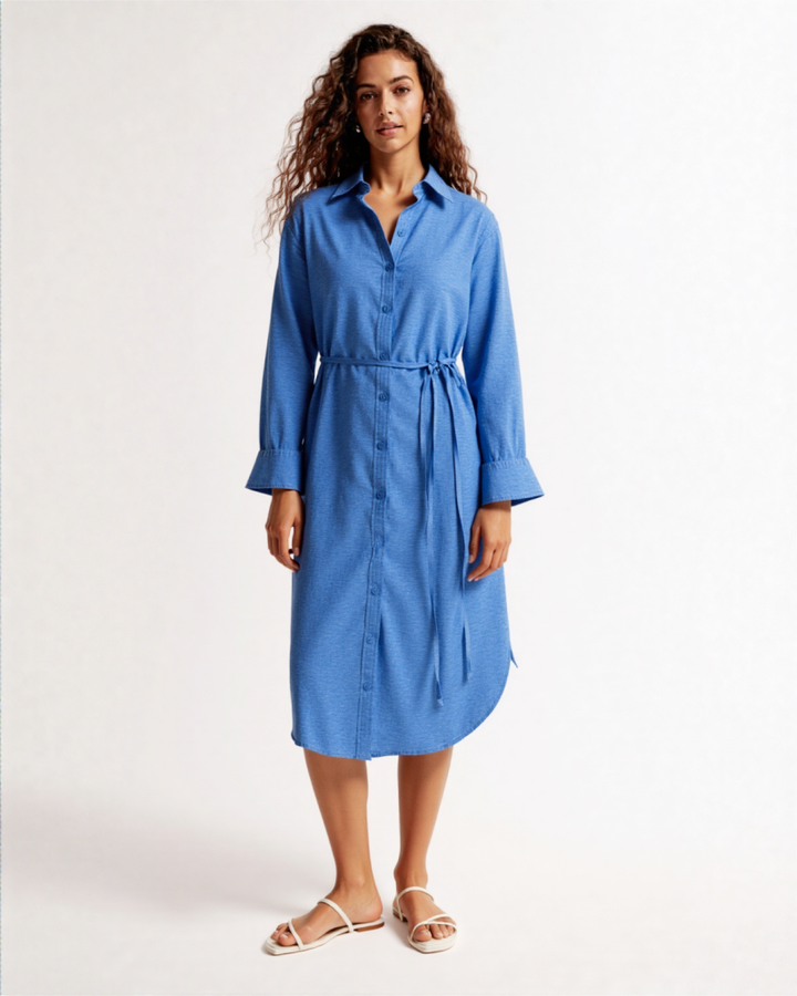 Luira Linen-blend shirt Midi dress
